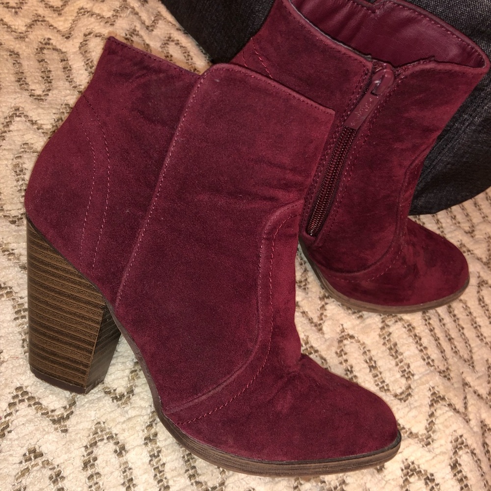 maroon ankle boots